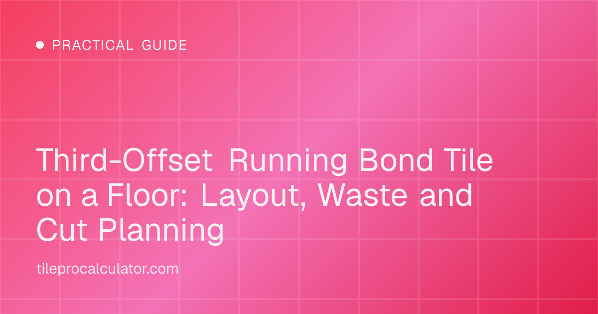 Illustration: Third-Offset Running Bond Tile on a Floor: Layout, Waste and Cut Planning